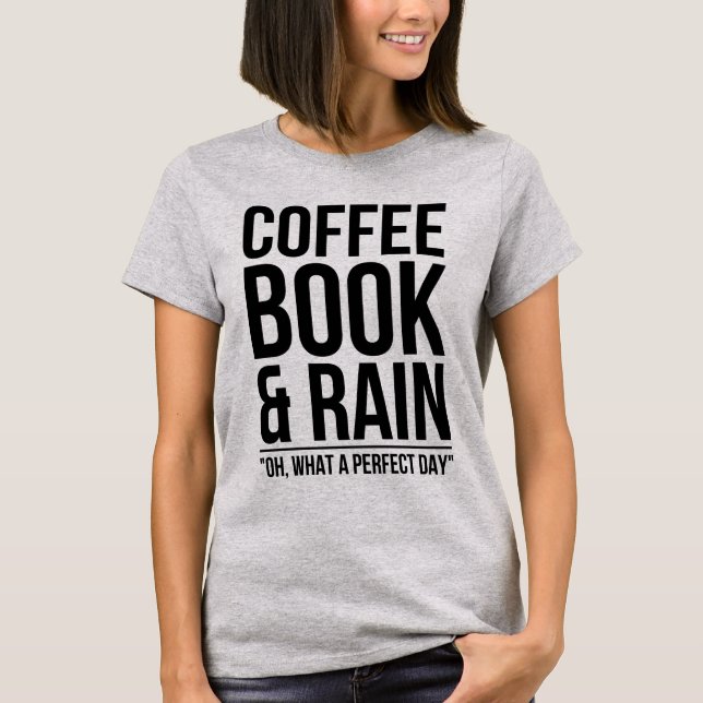 Camiseta livro e chuva do café (Frente)