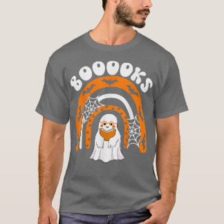 Camiseta Livro Fantasma Bonito Arco-Íris Lendo Melhor Livro