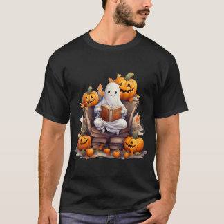 Camiseta Livro Fantasma Lendo Livro Louco Livros de Hallowe