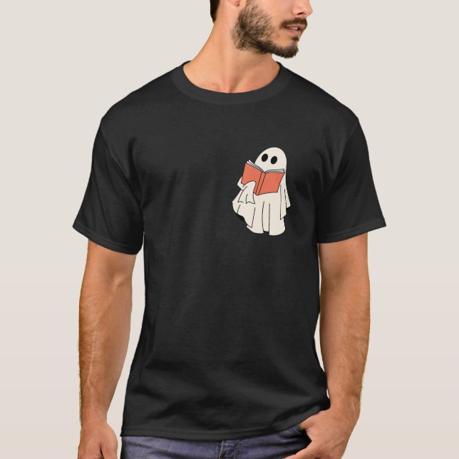 Camiseta Livro Fantasma Lendo Livros De Halloween Professor (Frente)