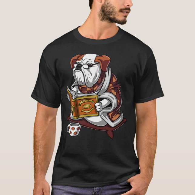 Camiseta Livro Inglês Lendo Cachorro Engraçado Pet (Frente)