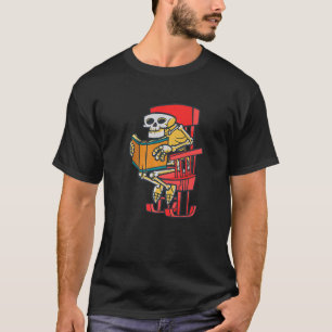 Camiseta livro interessante lendo esqueleto de velho homem