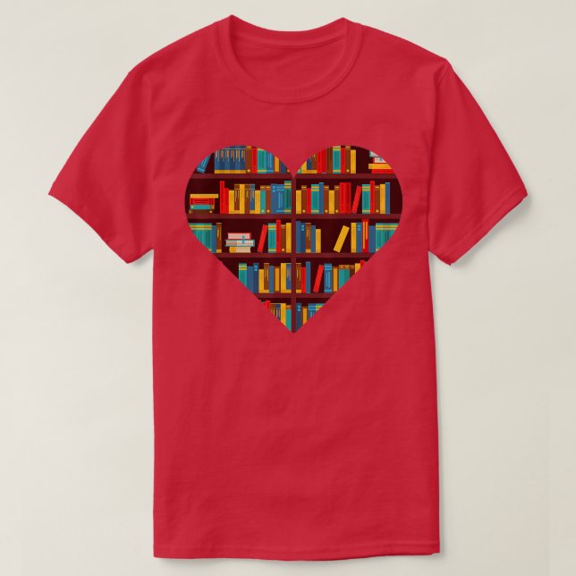 Camiseta Livro Lover Heart Reading Club Bibliotecarian Book (Frente do Design)