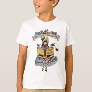 Camiseta Livro Menina Antiga e Papai Noel do Natal