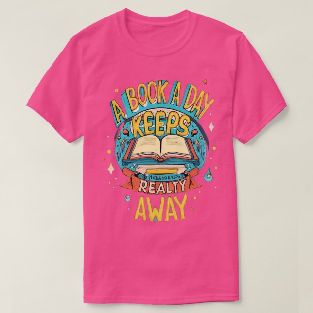 Camiseta livro por dia afasta a realidade (Frente do Design)