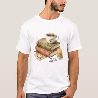 Camiseta Livros Aconchegantes de Academia Sombria com Vela 