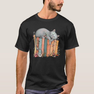 Camiseta Livros Adoráveis do Gato Adormecido Amante Relaxar