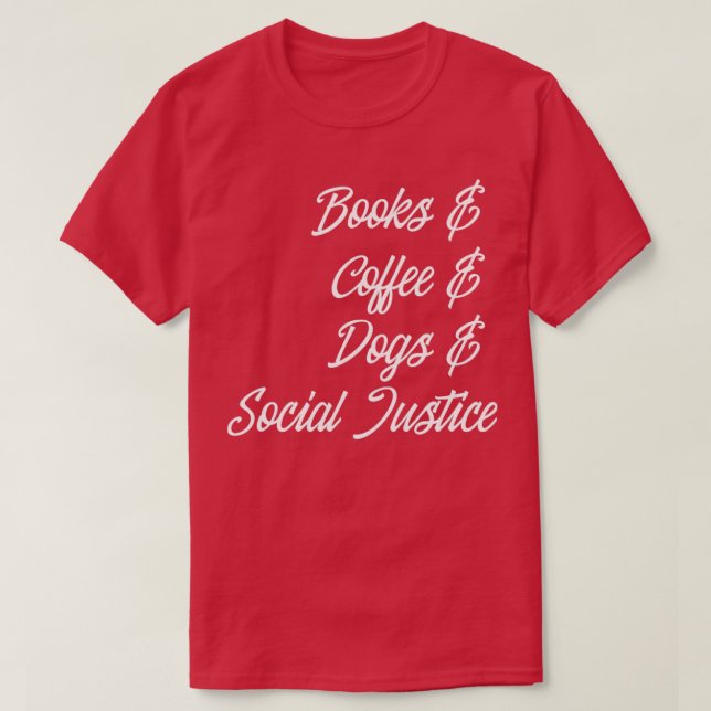 Camiseta Livros Café Cães Justiça Social I (Frente do Design)
