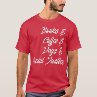 Camiseta Livros Café Cães Justiça Social I