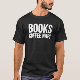 Camiseta Livros Café E Soneca - Café Engraçado