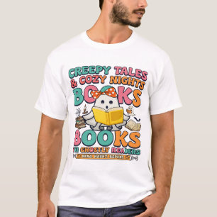 Camiseta Livros Contos Assustadores Fantasmas Leitura Teia
