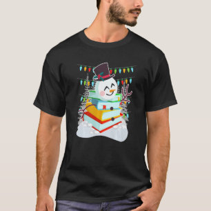 Camiseta Livros de boneco de neve lendo livraria - Leitor P