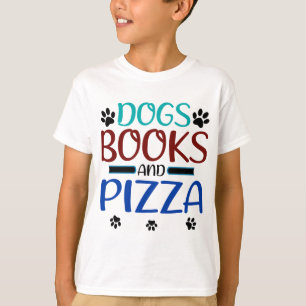 Camiseta Livros de Cachorros de Pizza e Leitor Adorador de 