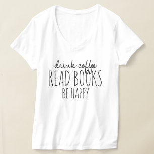 Camiseta Livros de Café Felicidade