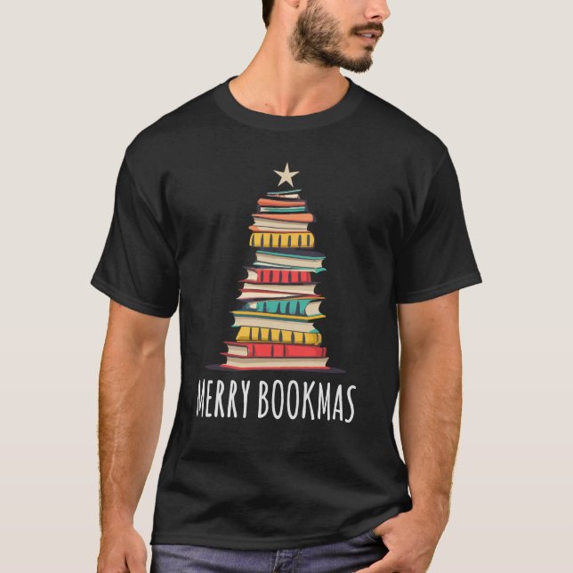 Camiseta Livros de Feliz da Árvore de Natal (Frente)