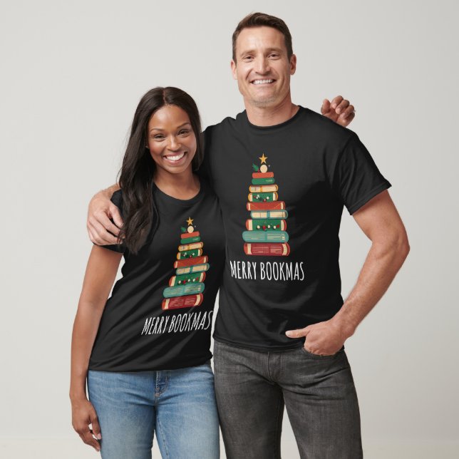 Camiseta Livros de Feliz da Árvore de Natal (Unissex)