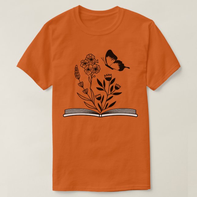 Camiseta Livros de Flor com Borboleta 2 (Frente do Design)