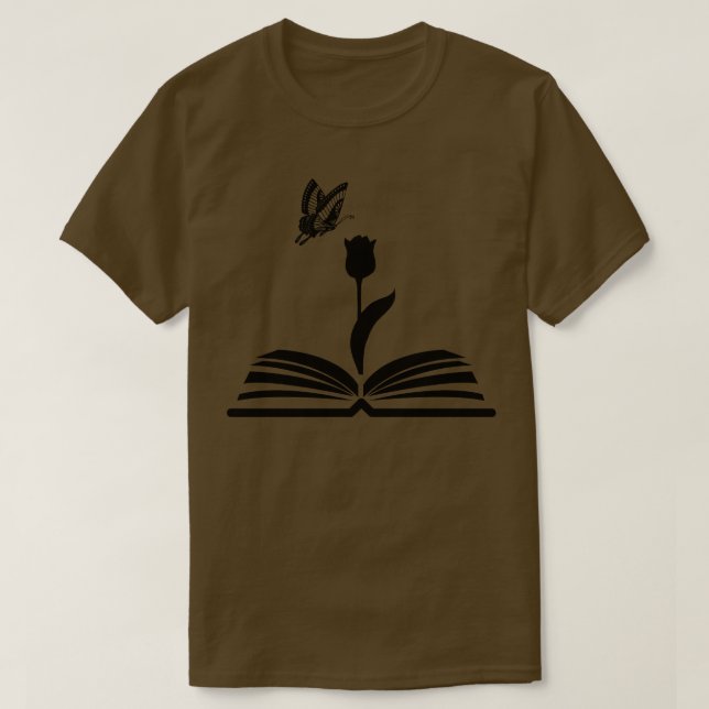 Camiseta Livros de Flor com Borboleta 6 (Frente do Design)