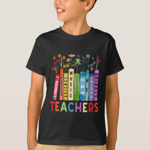 Camiseta Livros de Flores Vintage para Professores Assuntos
