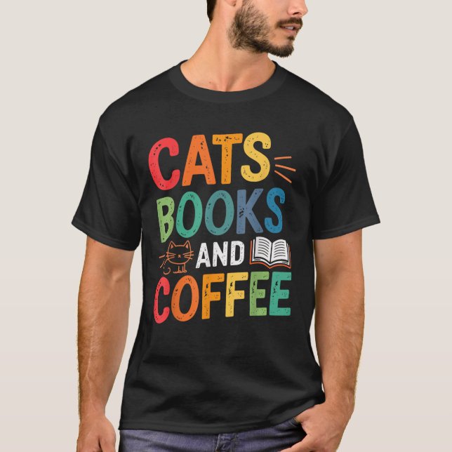 Camiseta Livros de gatos e café (Frente)