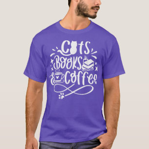Camiseta Livros de gatos e café As criaturas engraçadas da 