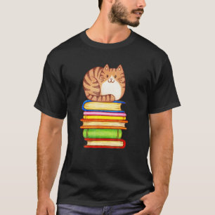 Camiseta Livros De Gatos Gafanhotos Gráficos Mulheres Livro