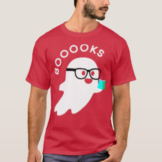 Camiseta Livros de Halloween Ghost Lendo Livros Lendo Livro