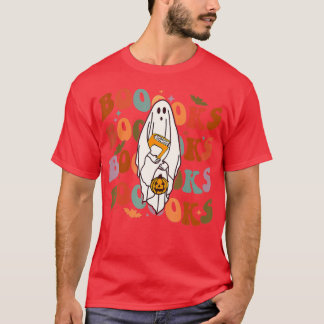 Camiseta Livros de Halloween Livros Fofos Ghost Boo Lendo L
