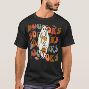 Camiseta Livros de Halloween Livros Fofos Ghost Boo Lendo L