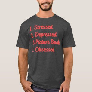 Camiseta Livros de Imagens Deprimidas em Estresse Obcecados