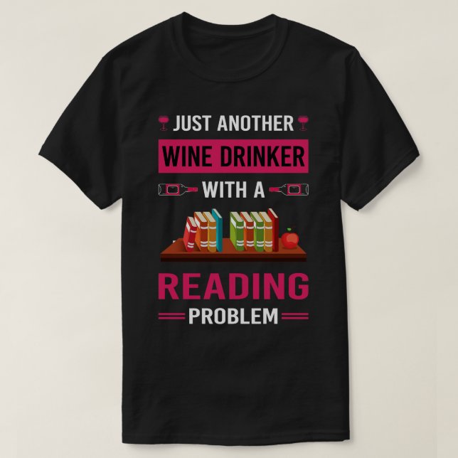Camiseta Livros De Leitura De Bebidas De Vinho (Frente do Design)