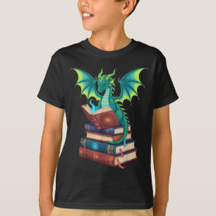 Camiseta Livros de Leitura de Dragão Amantes de Fantasia Cr