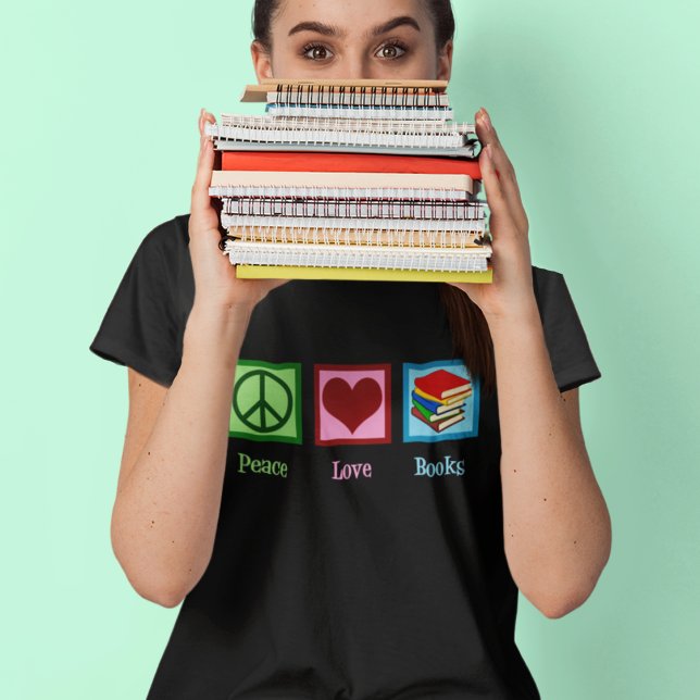 Camiseta Livros de Paz e Amor Bibliotecários (Criador carregado)