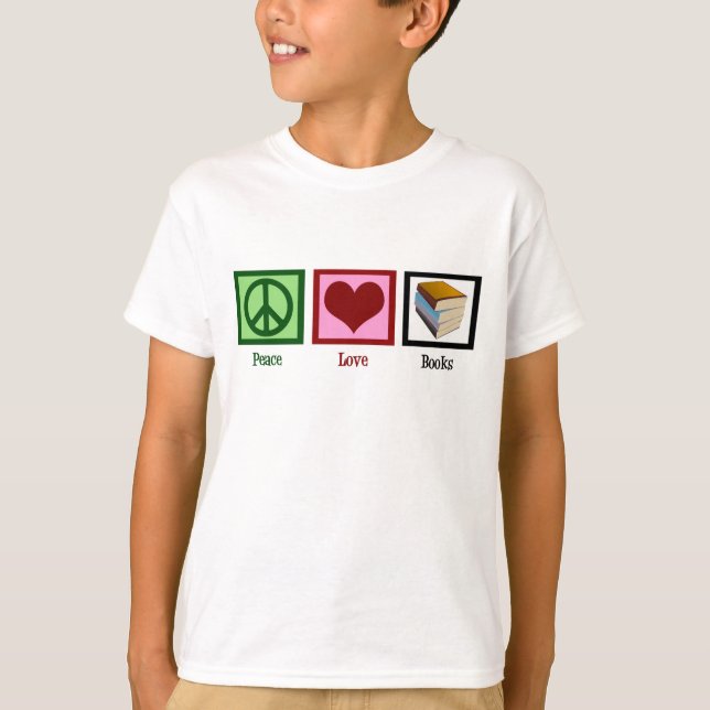 Camiseta Livros de Paz e Amor Crianças de Bookworms (Frente)