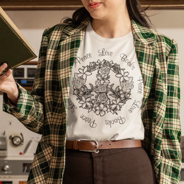 Camiseta Livros de Paz Floral Retro (Criador carregado)