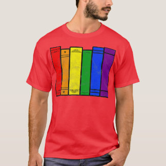 Camiseta Livros de Sinalizador de Orgulho Bookit Rainbow Qu