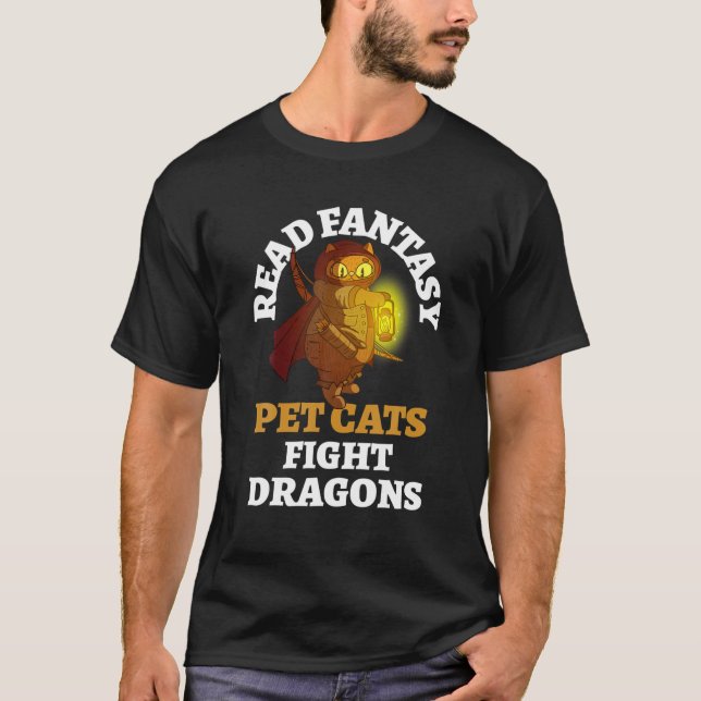 Camiseta Livros Dragões Gatos Bookworms Engraçado Fantasy B (Frente)