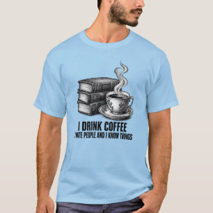 Camiseta Livros e Café Gravura Vintage