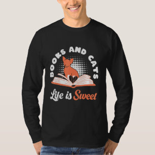 Camiseta Livros E Gatos A Vida É Livro E Gato Doce