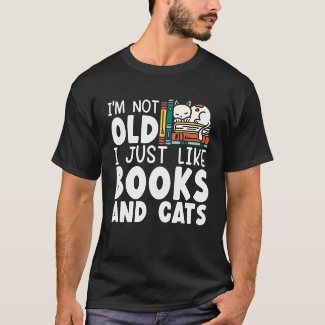 Camiseta Livros E Gatos De Animais (Frente)