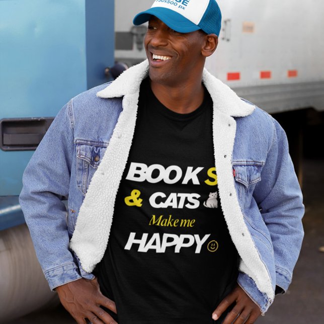 Camiseta Livros e Gatos me fazem feliz (Criador carregado)
