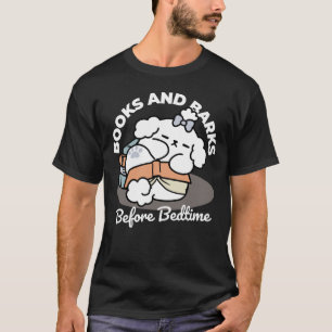 Camiseta Livros e Latidos - Design de Leitura de Cachorro S