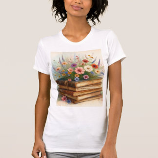 Camiseta Livros em Flor – Aquarela de Flores Silvestres