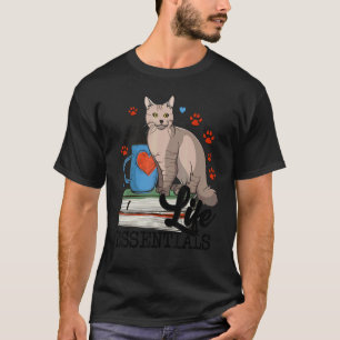 Camiseta Livros Essenciais Da Vida E Livros De Gatos