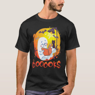 Camiseta Livros Fantasma Halloween Livro Biblioteca Profes