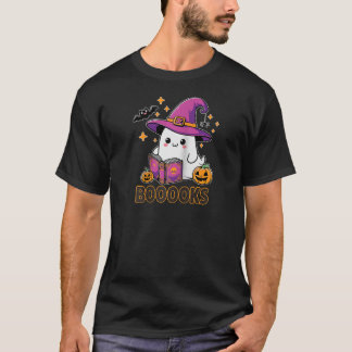 Camiseta Livros Fantasmas Livros de Halloween Lendo Chá Bib