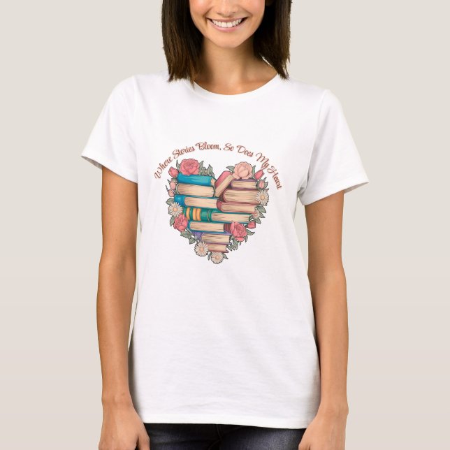 Camiseta Livros Florais Elegantes (Frente)