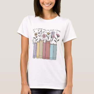 Camiseta Livros Florais Estéticos É Um Bom Dia Para Ler Um
