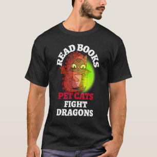 Camiseta Livros Gatos Combatem Dragões Mágicos Bookies Drag