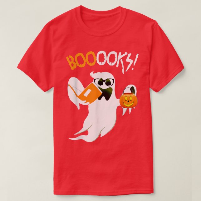 Camiseta Livros Ghost Boo Lê Biblioteca de Livros Professor (Frente do Design)